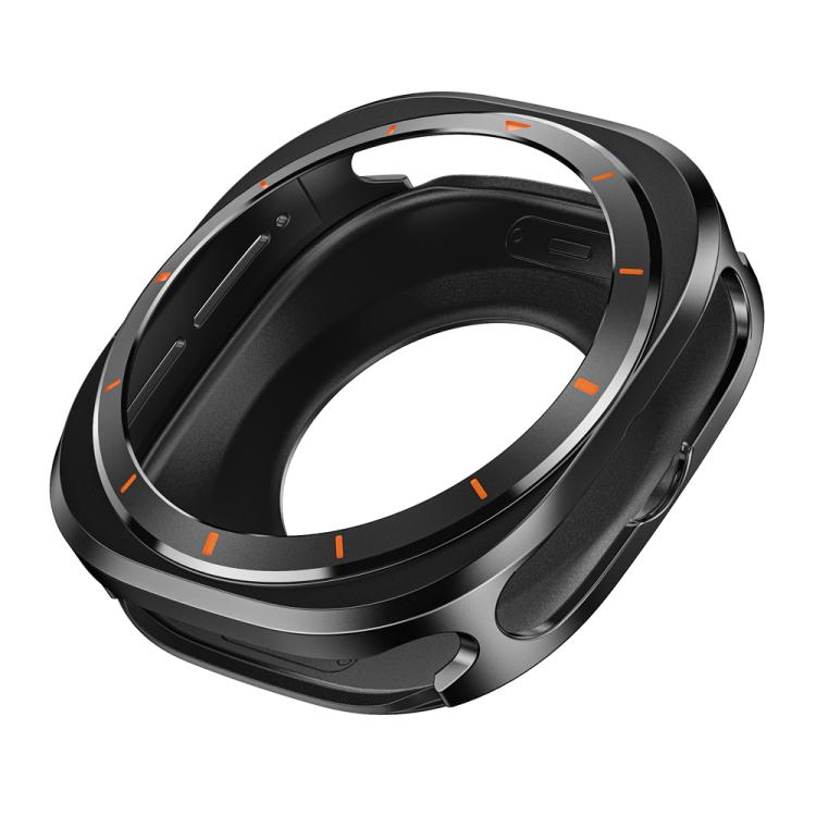 For Samsung Galaxy Watch Ultra 47mm / Ultra 2025 Aluminum Alloy Metal PC Watch Protective Cover(Black Orange) by bashfashion