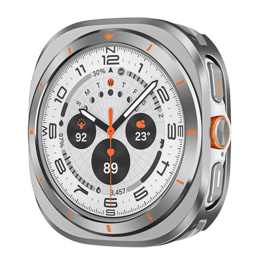 For Samsung Galaxy Watch Ultra 47mm / Ultra 2025 Aluminum Alloy Metal PC Watch Protective Cover(Grey Orange) by bashfashion