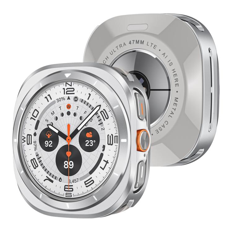 For Samsung Galaxy Watch Ultra 47mm / Ultra 2025 Aluminum Alloy Metal PC Watch Protective Cover(Silver Orange) by bashfashion