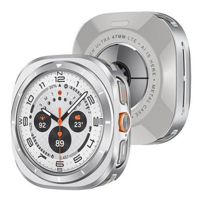 For Samsung Galaxy Watch Ultra 47mm / Ultra 2025 Aluminum Alloy Metal PC Watch Protective Cover(Silver Orange) by bashfashion