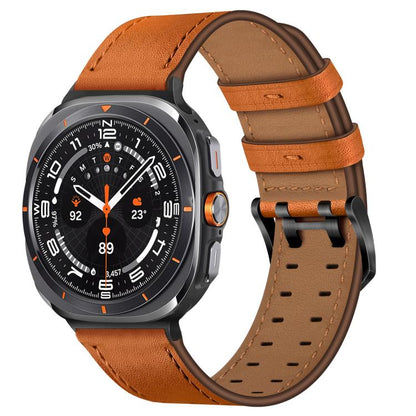 For Samsung Galaxy Watch Ultra / Ultra 2025 Double Buckle Genuine Leather Watch Band(Orange) by bashfashion