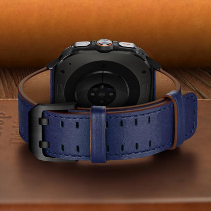 For Samsung Galaxy Watch Ultra / Ultra 2025 Double Buckle Genuine Leather Watch Band(Blue) by bashfashion