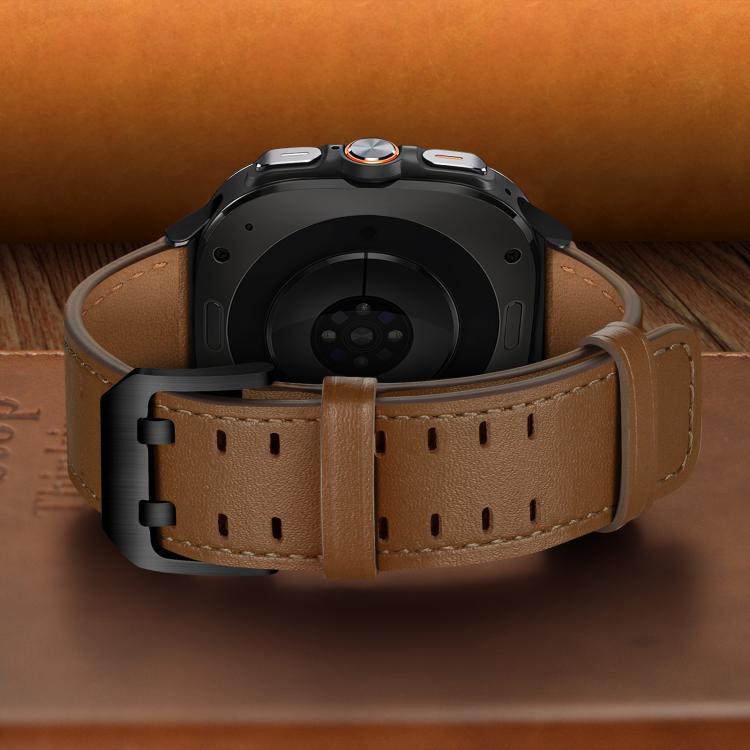 For Samsung Galaxy Watch Ultra / Ultra 2025 Double Buckle Genuine Leather Watch Band(Brown) by bashfashion