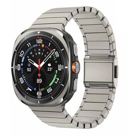 For Samsung Galaxy Watch Ultra 47mm / Ultra 2025 Bamboo Norman Buckle Stainless Steel Watch Band(Titanium Color) by bashfashion