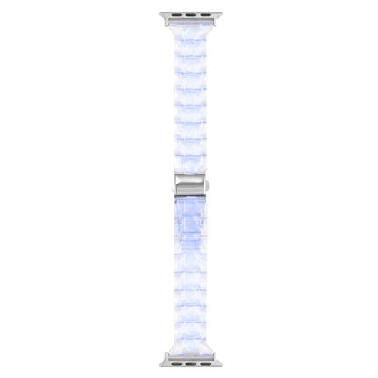 For Apple Watch 46mm / 49mm / 45mm / 44mm Small Waist Rhombus Three-bead Resin Watch Band(Gradient Blue) by bashfashion