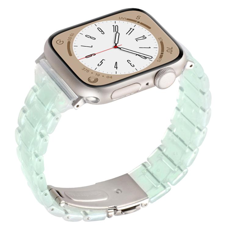 For Apple Watch 46mm / 49mm / 45mm / 44mm Small Waist Rhombus Three-bead Resin Watch Band(Gradient Green) by bashfashion