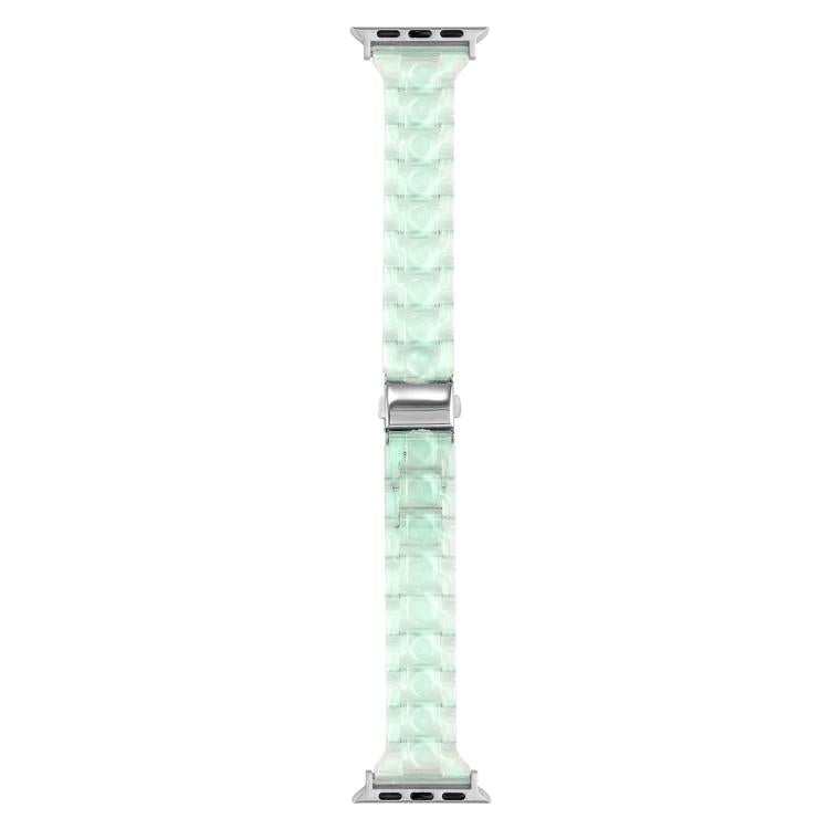 For Apple Watch 46mm / 49mm / 45mm / 44mm Small Waist Rhombus Three-bead Resin Watch Band(Gradient Green) by bashfashion