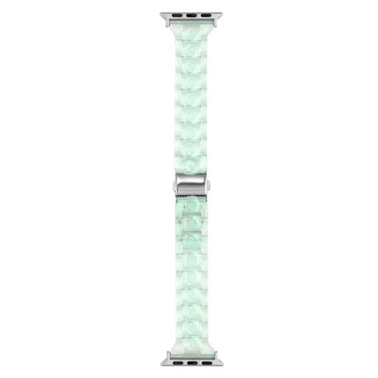 For Apple Watch 46mm / 49mm / 45mm / 44mm Small Waist Rhombus Three-bead Resin Watch Band(Gradient Green) by bashfashion