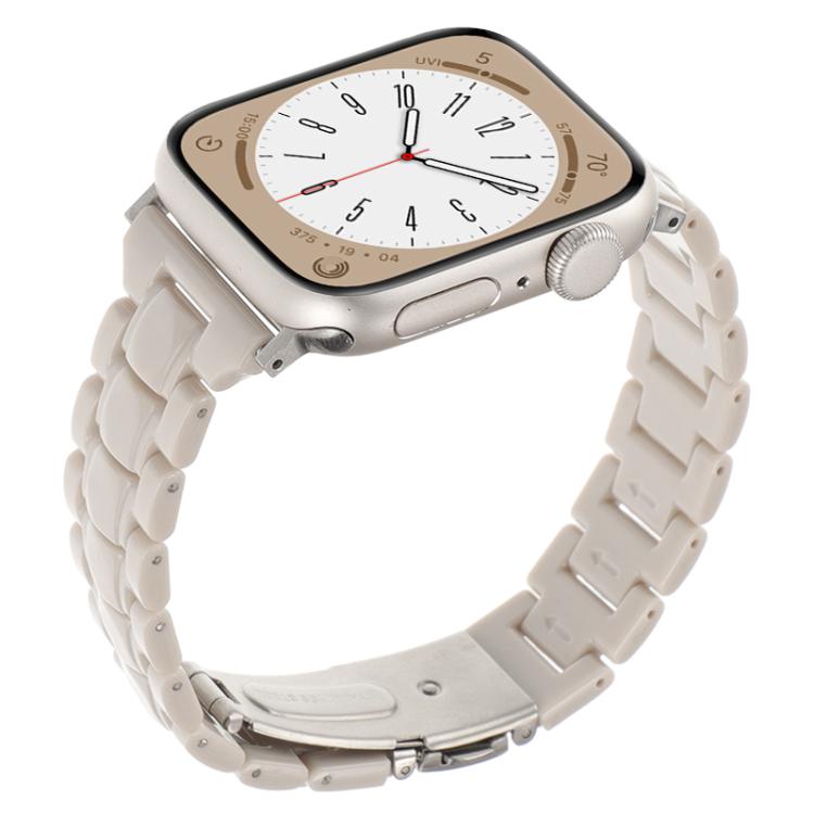 For Apple Watch 46mm / 49mm / 45mm / 44mm Small Waist Rhombus Three-bead Resin Watch Band(Milk Tea) by bashfashion