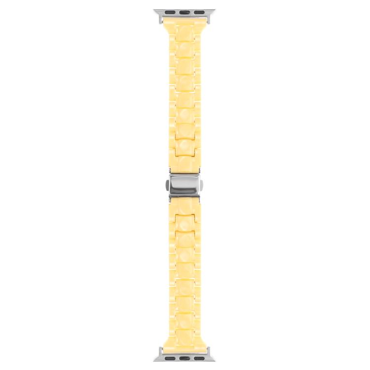 For Apple Watch 46mm / 49mm / 45mm / 44mm Small Waist Rhombus Three-bead Resin Watch Band(Lemon Yellow) by bashfashion
