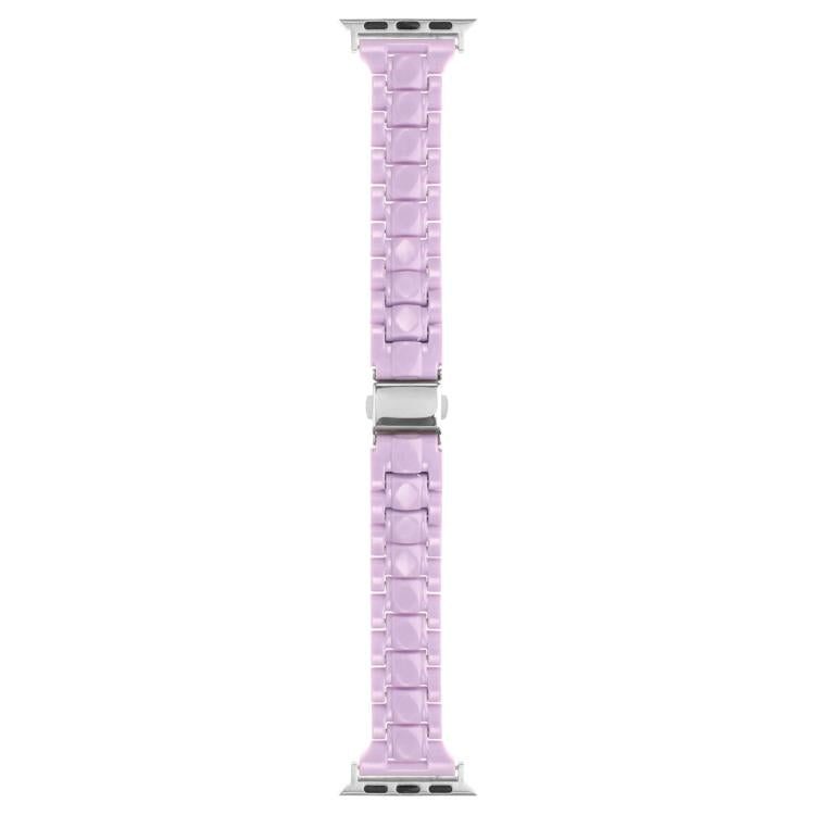 For Apple Watch 46mm / 49mm / 45mm / 44mm Small Waist Rhombus Three-bead Resin Watch Band(Purple) by bashfashion