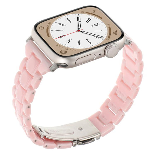 For Apple Watch 46mm / 49mm / 45mm / 44mm Small Waist Rhombus Three-bead Resin Watch Band(Pink) by bashfashion