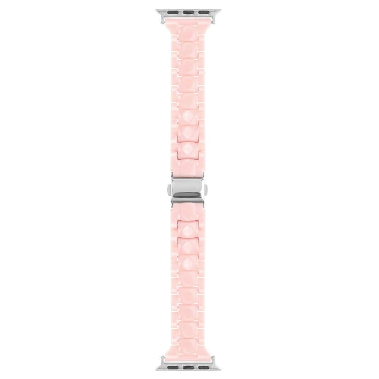 For Apple Watch 46mm / 49mm / 45mm / 44mm Small Waist Rhombus Three-bead Resin Watch Band(Pink) by bashfashion