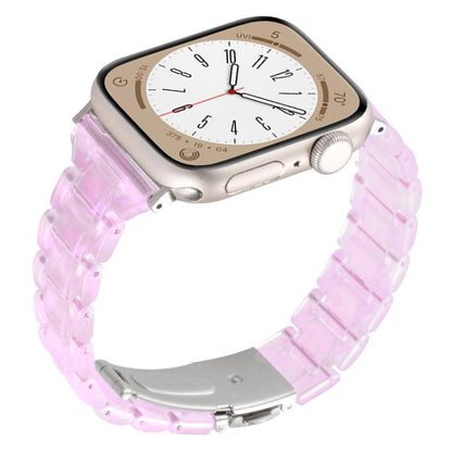 For Apple Watch 42mm / 41mm / 40mm / 38mm Small Waist Rhombus Three-bead Resin Watch Band(Gradient Pink) by bashfashion