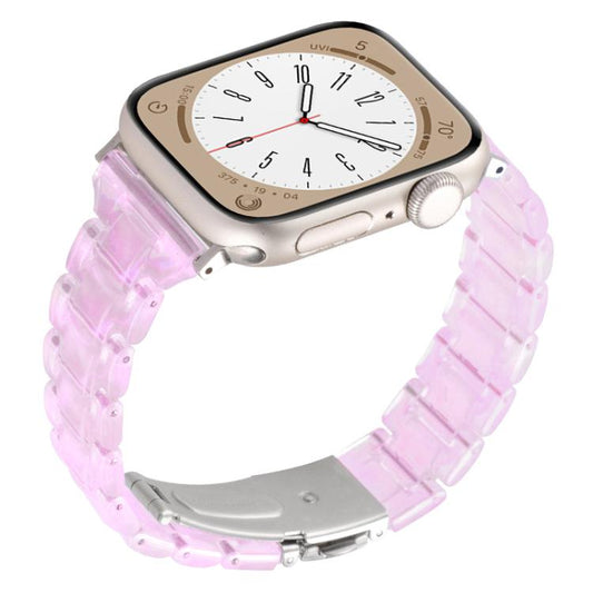For Apple Watch 42mm / 41mm / 40mm / 38mm Small Waist Rhombus Three-bead Resin Watch Band(Gradient Pink) by bashfashion