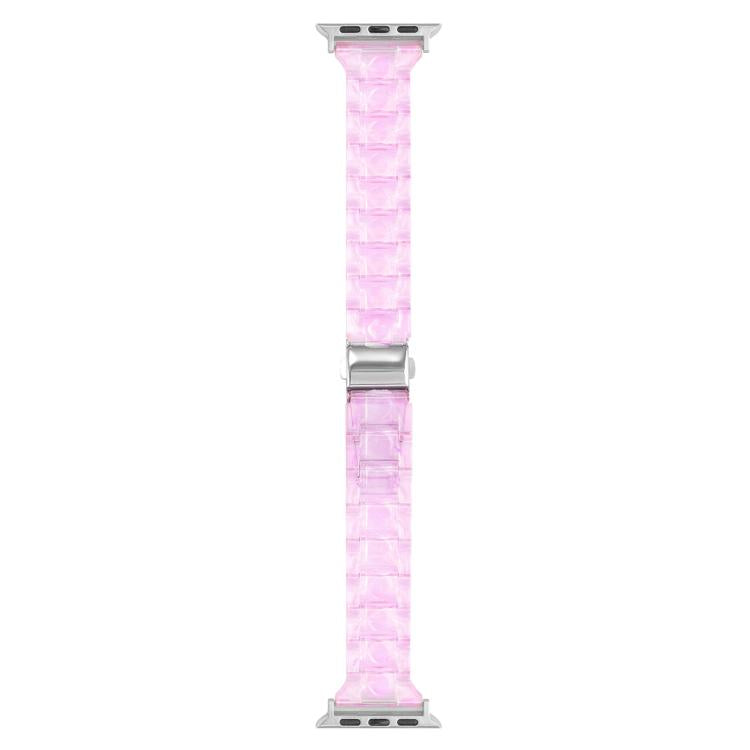 For Apple Watch 42mm / 41mm / 40mm / 38mm Small Waist Rhombus Three-bead Resin Watch Band(Gradient Pink) by bashfashion