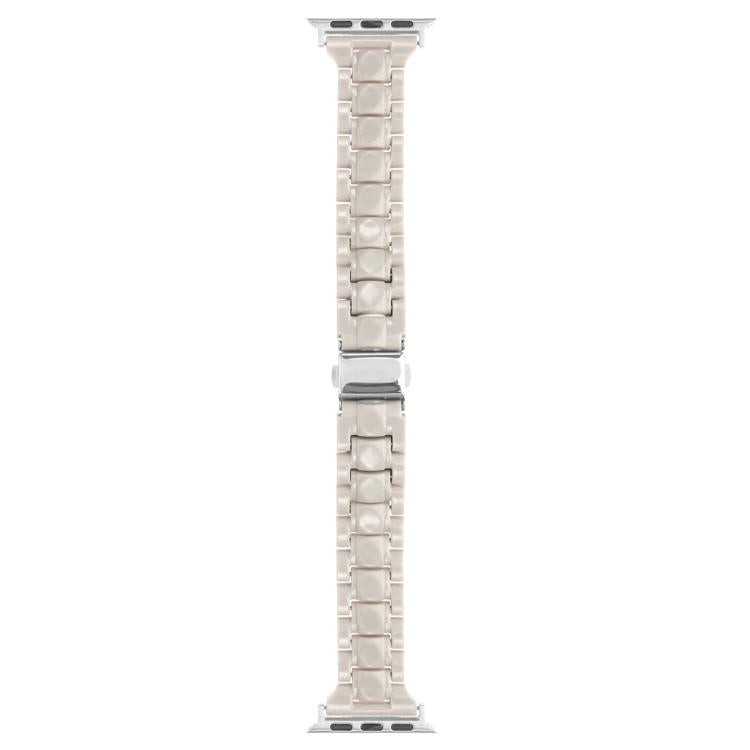For Apple Watch 42mm / 41mm / 40mm / 38mm Small Waist Rhombus Three-bead Resin Watch Band(Milk Tea) by bashfashion