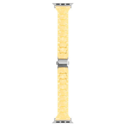 For Apple Watch 42mm / 41mm / 40mm / 38mm Small Waist Rhombus Three-bead Resin Watch Band(Lemon Yellow) by bashfashion