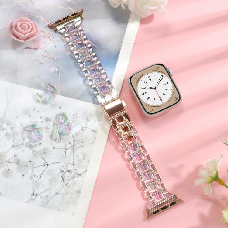 For Apple Watch 42mm / 41mm / 40mm / 38mm Small Waist Rhombus Three-bead Resin Watch Band(Colorful) by bashfashion