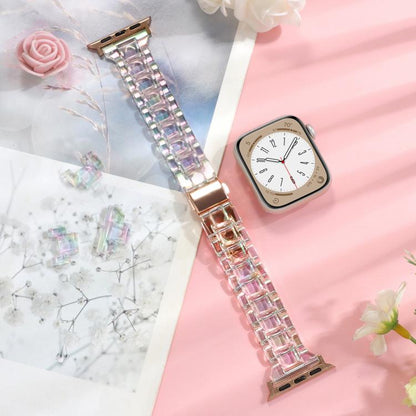 For Apple Watch 42mm / 41mm / 40mm / 38mm Small Waist Rhombus Three-bead Resin Watch Band(Colorful) by bashfashion