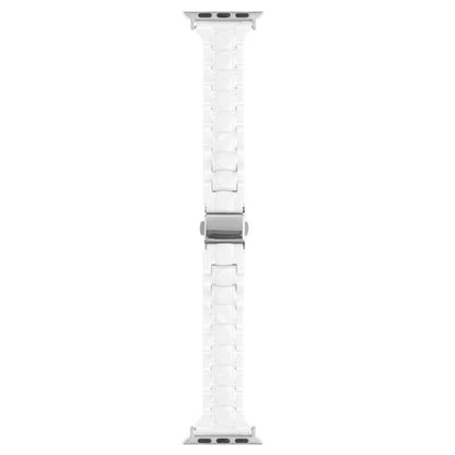 For Apple Watch 42mm / 41mm / 40mm / 38mm Small Waist Rhombus Three-bead Resin Watch Band(White) by bashfashion