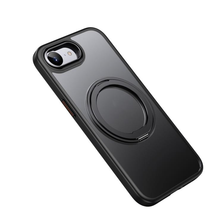 For iPhone 16e Frosted 360 Degree MagSafe Magnetic Holder Phone Case(Black) by bashfashion