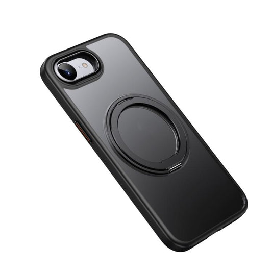 For iPhone 16e Frosted 360 Degree MagSafe Magnetic Holder Phone Case(Black) by bashfashion