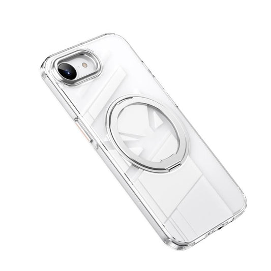 For iPhone 16e Frosted 360 Degree MagSafe Magnetic Holder Phone Case(Silver) by bashfashion