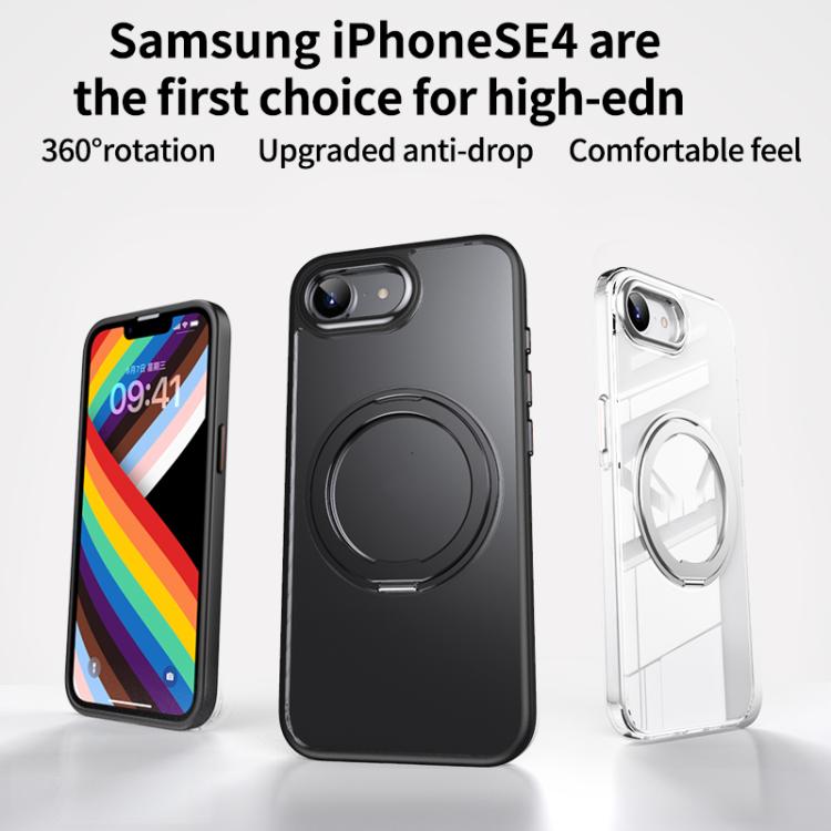 For iPhone 16e Frosted 360 Degree MagSafe Magnetic Holder Phone Case(Silver) by bashfashion