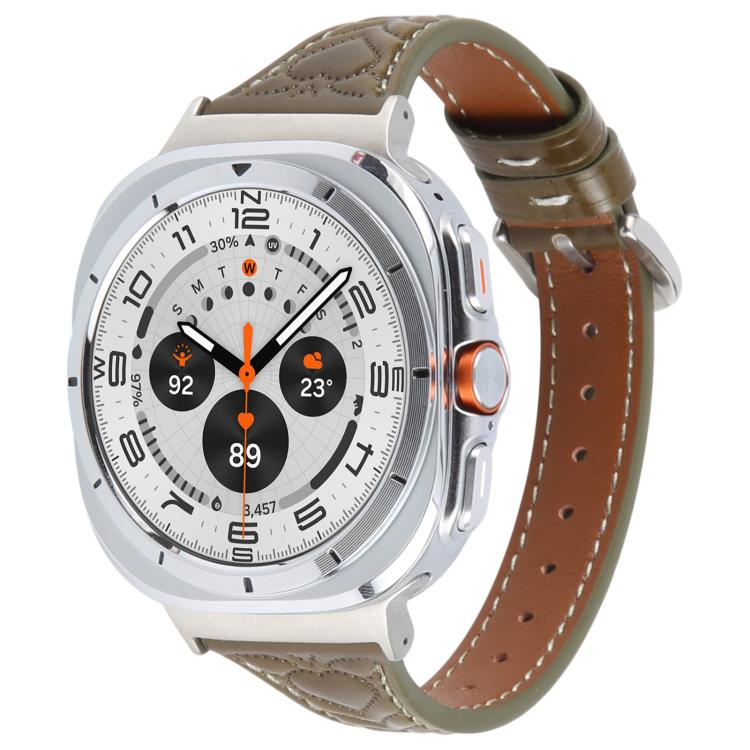 For Samsung Galaxy Watch Ultra 47mm / Ultra 2025 Metal Connector Heart-Shaped Embossed Leather Watch Band(Retro Green) by bashfashion