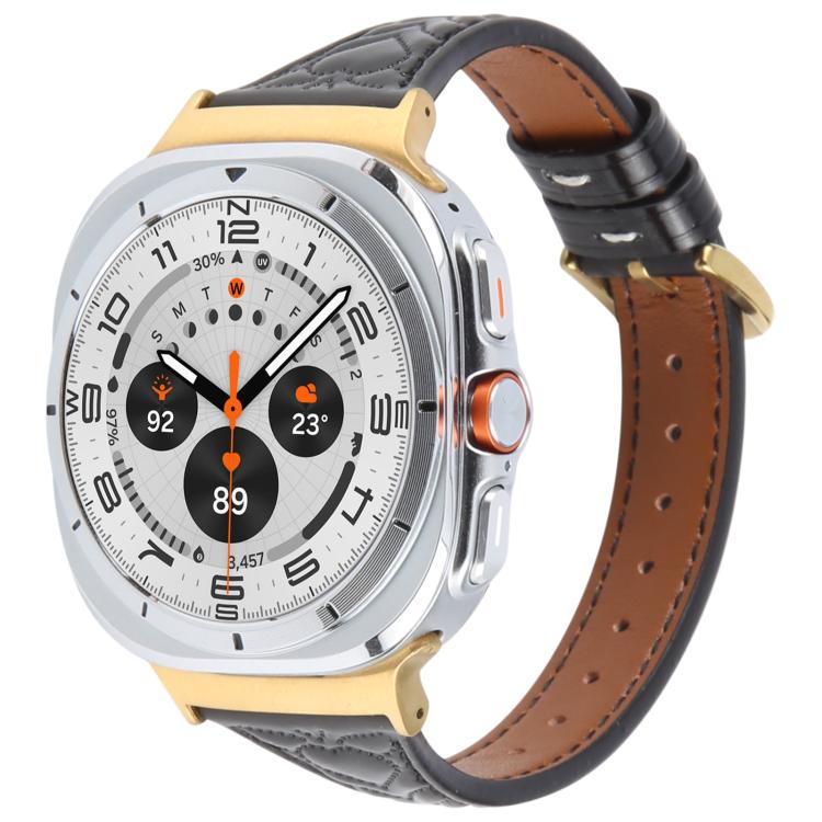 For Samsung Galaxy Watch Ultra 47mm / Ultra 2025 Metal Connector Heart-Shaped Embossed Leather Watch Band(Black) by bashfashion