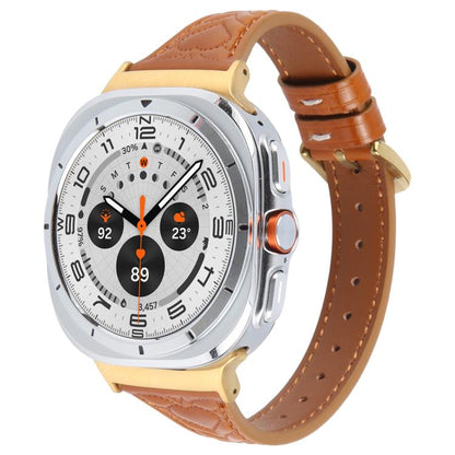 For Samsung Galaxy Watch Ultra 47mm / Ultra 2025 Metal Connector Heart-Shaped Embossed Leather Watch Band(Brown) by bashfashion