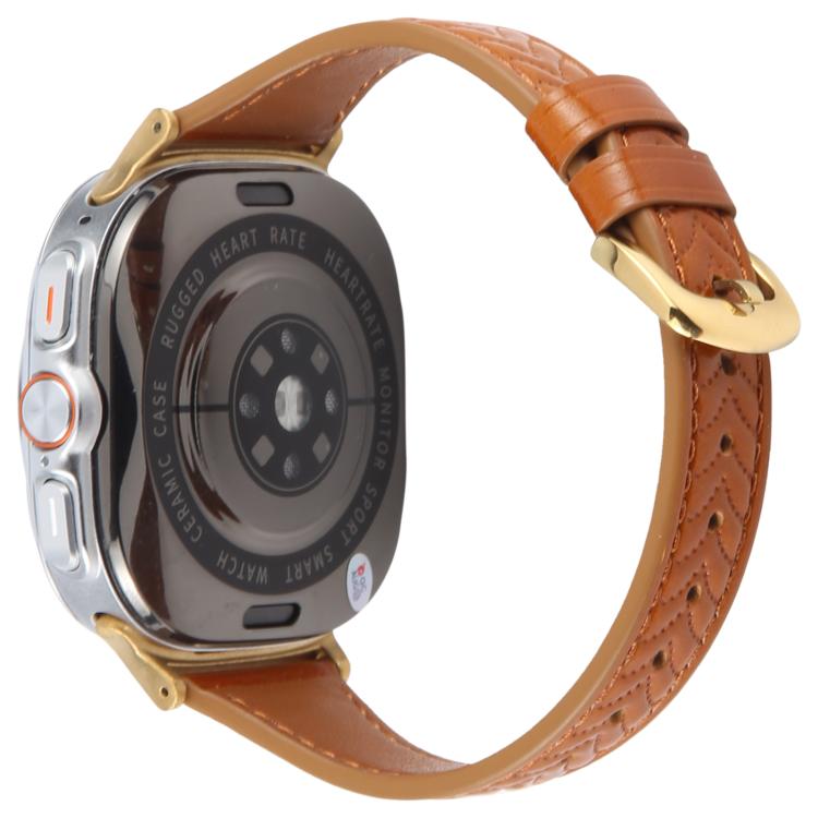 For Samsung Galaxy Watch Ultra 47mm / Ultra 2025 Metal Connector Heart-Shaped Embossed Leather Watch Band(Brown) by bashfashion