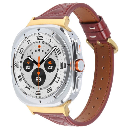 For Samsung Galaxy Watch Ultra 47mm / Ultra 2025 Metal Connector Heart-Shaped Embossed Leather Watch Band(Wine Red) by bashfashion