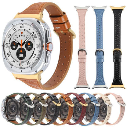 For Samsung Galaxy Watch Ultra 47mm / Ultra 2025 Metal Connector Heart-Shaped Embossed Leather Watch Band(Black) by bashfashion