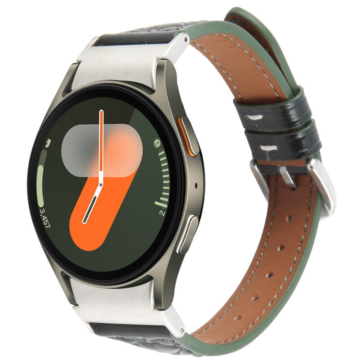 For Samsung Galaxy Watch 7 Metal Connector Heart-Shaped Embossed Leather Quick Release Watch Band(Forest Green) by bashfashion