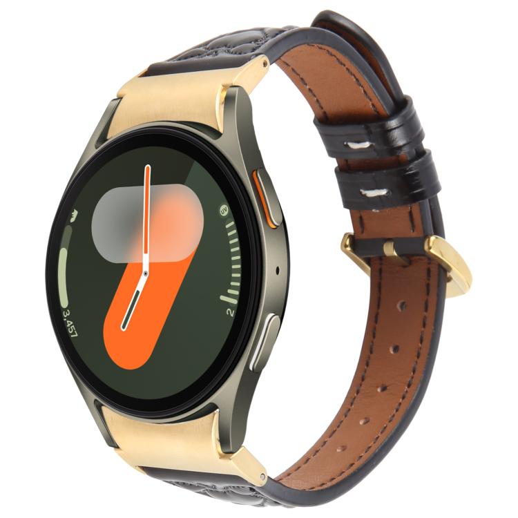 For Samsung Galaxy Watch 7 Metal Connector Heart-Shaped Embossed Leather Quick Release Watch Band(Black) by bashfashion