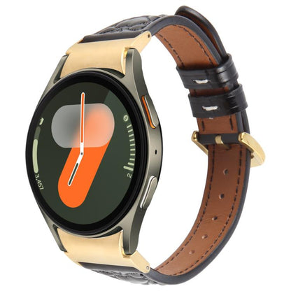 For Samsung Galaxy Watch 7 Metal Connector Heart-Shaped Embossed Leather Quick Release Watch Band(Black) by bashfashion