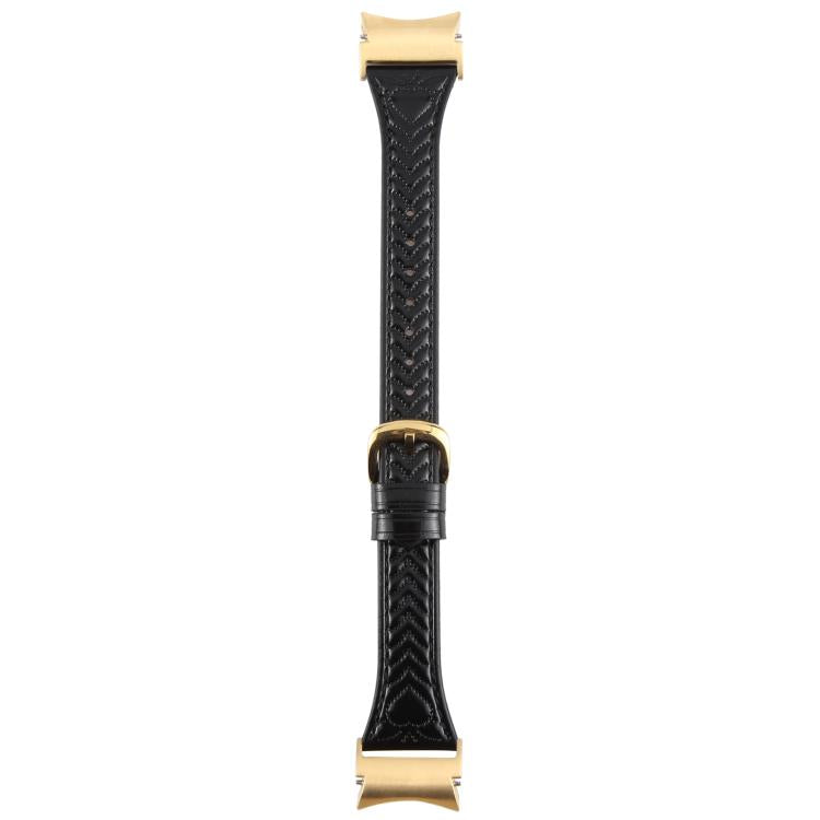 For Samsung Galaxy Watch 7 Metal Connector Heart-Shaped Embossed Leather Quick Release Watch Band(Black) by bashfashion