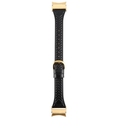 For Samsung Galaxy Watch 7 Metal Connector Heart-Shaped Embossed Leather Quick Release Watch Band(Black) by bashfashion