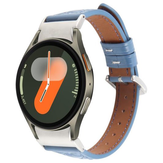 For Samsung Galaxy Watch 7 Metal Connector Heart-Shaped Embossed Leather Quick Release Watch Band(Cornflower Blue) by bashfashion