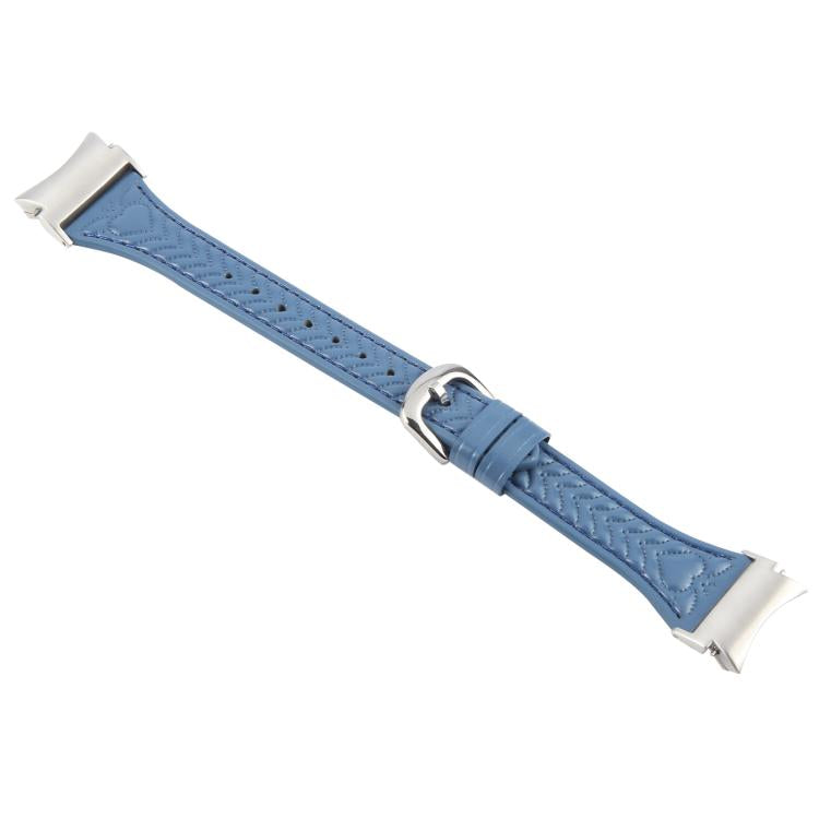 For Samsung Galaxy Watch 7 Metal Connector Heart-Shaped Embossed Leather Quick Release Watch Band(Cornflower Blue) by bashfashion
