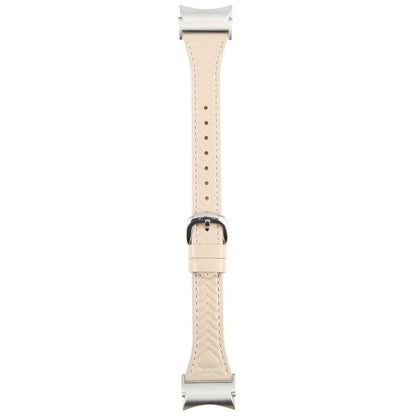 For Samsung Galaxy Watch 7 Metal Connector Heart-Shaped Embossed Leather Quick Release Watch Band(Apricot) by bashfashion