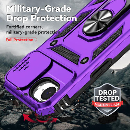 For iPhone 16e Sliding Camshield Holder Phone Case(Purple) by bashfashion