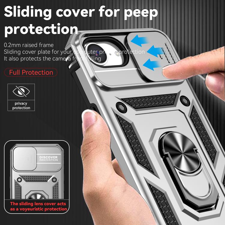 For iPhone 16e Sliding Camshield Holder Phone Case(Silver) by bashfashion