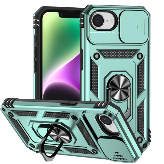 For iPhone 16e Sliding Camshield Holder Phone Case(Dark Green) by bashfashion