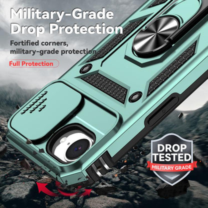 For iPhone 16e Sliding Camshield Holder Phone Case(Dark Green) by bashfashion