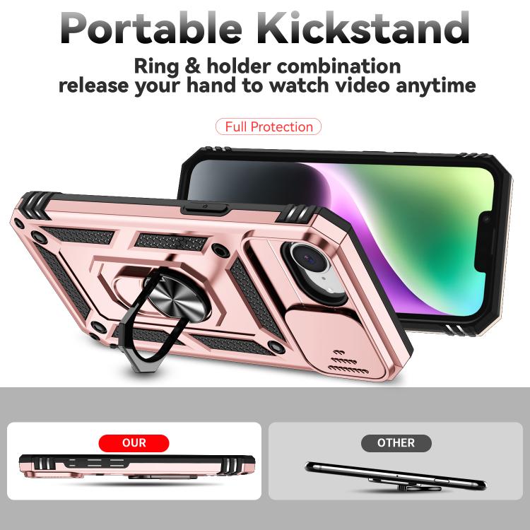 For iPhone 16e Sliding Camshield Holder Phone Case(Rose Gold) by bashfashion