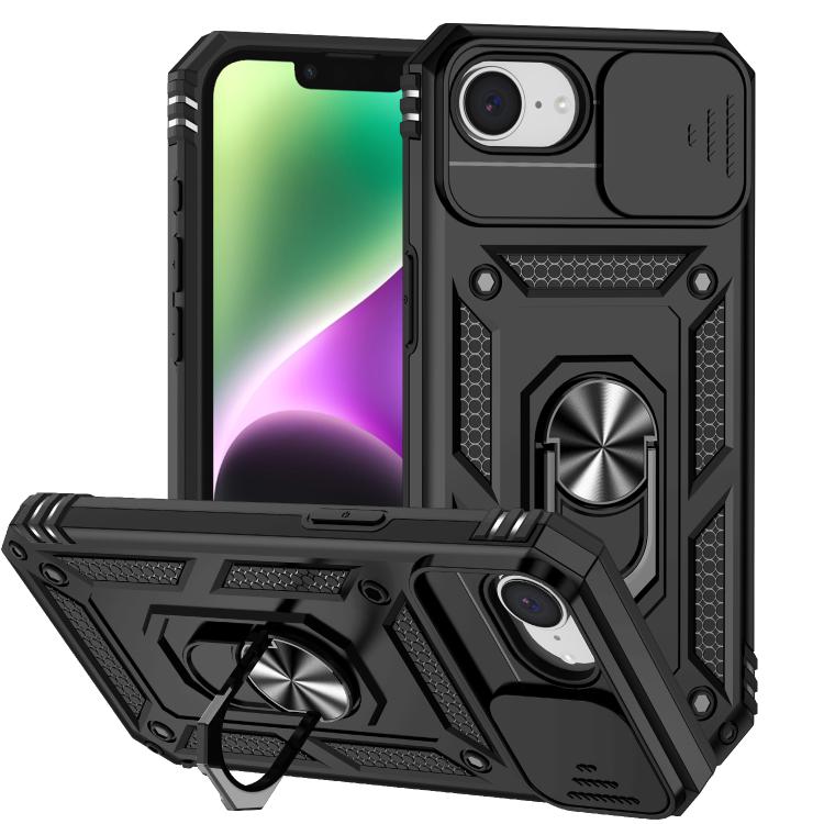 For iPhone 16e Sliding Camshield Holder Phone Case(Black) by bashfashion