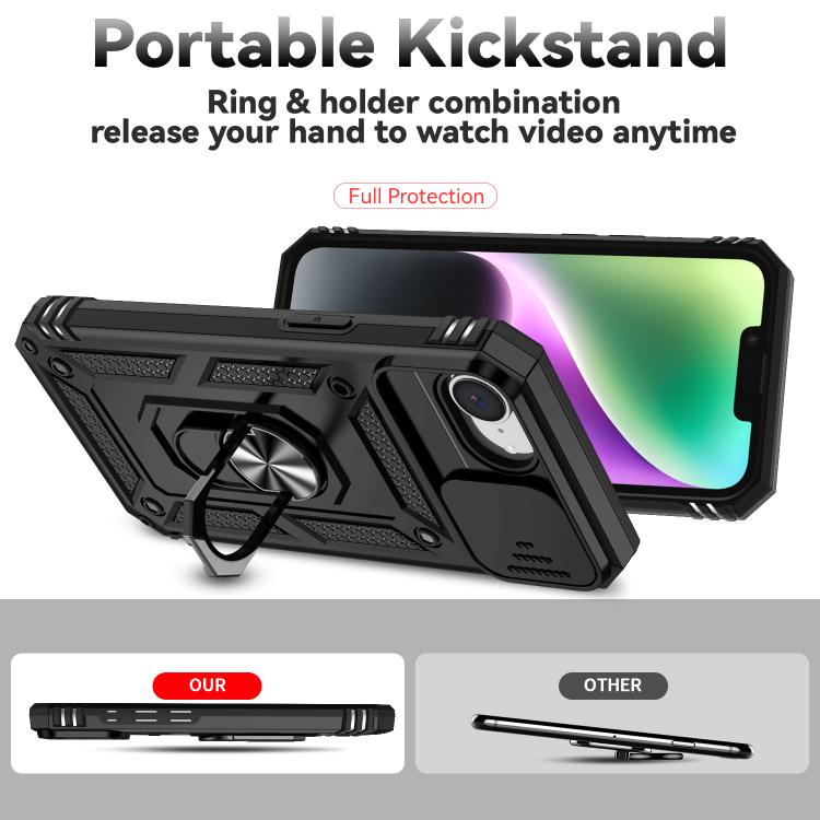 For iPhone 16e Sliding Camshield Holder Phone Case(Black) by bashfashion